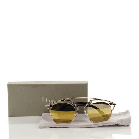 Christian Dior so Real Sunglasse Gold Cry Black Case and Cloth 